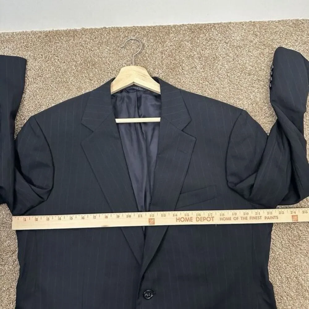 Brooks Brothers 1818 Brooksease Black Pin Stripe 2 Button Single Vent Wool Sz 42